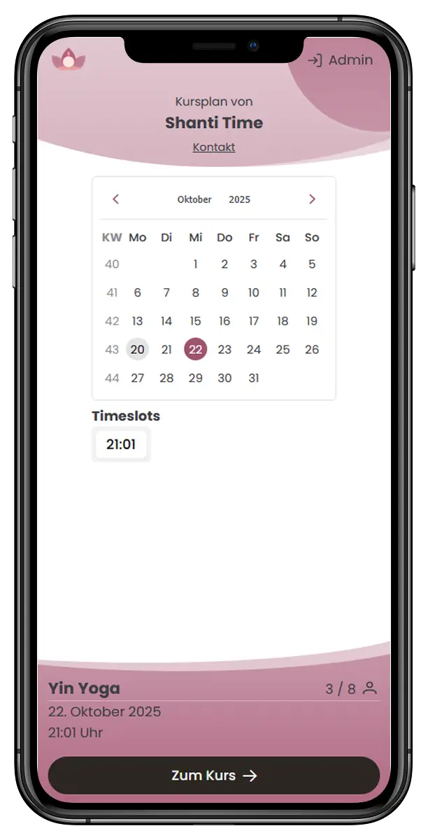 Mobile Kursplan Vorschau