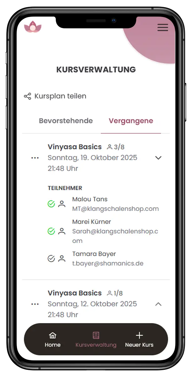 Mobile Kursverwaltung